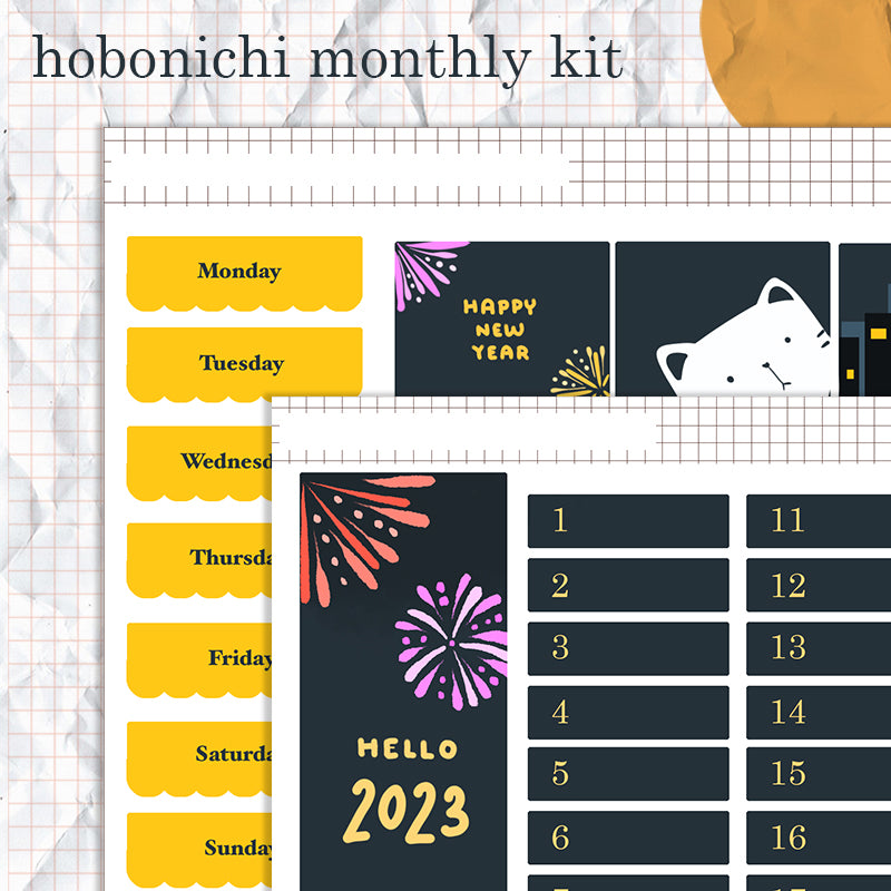 Happy New Year | Hobonichi Monthly Kit Sticker - HCM001