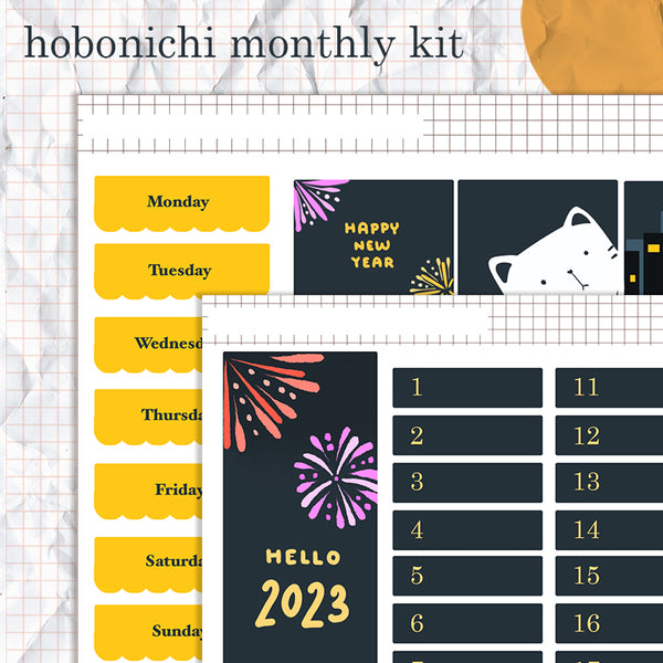 Happy New Year Hobonichi Monthly Kit Sticker