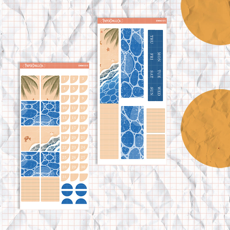 Beach | Hobonichi Weeks Monthly Stickers ( set of 2 ) - hwm005