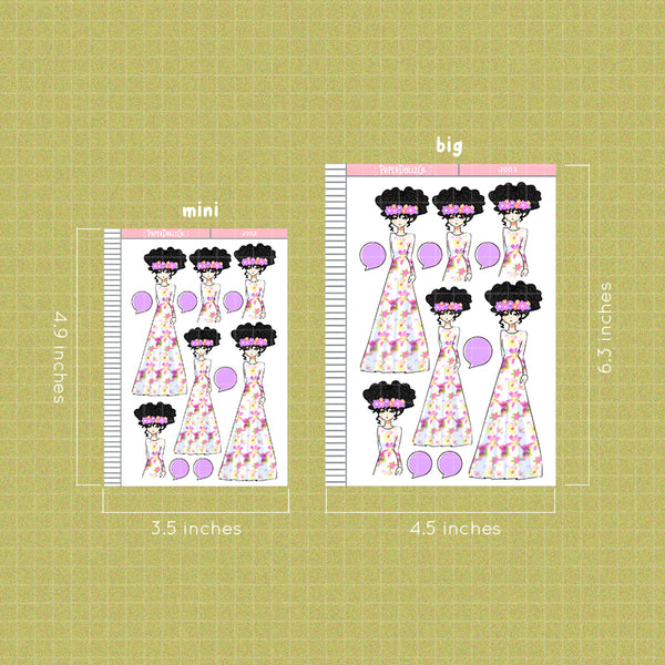 PaperDollzCo Floral Dress Planner Sticker | J003a