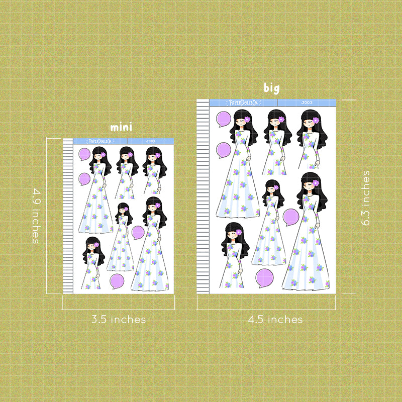 PaperDollzCo Floral Dress Planner Sticker | J003b