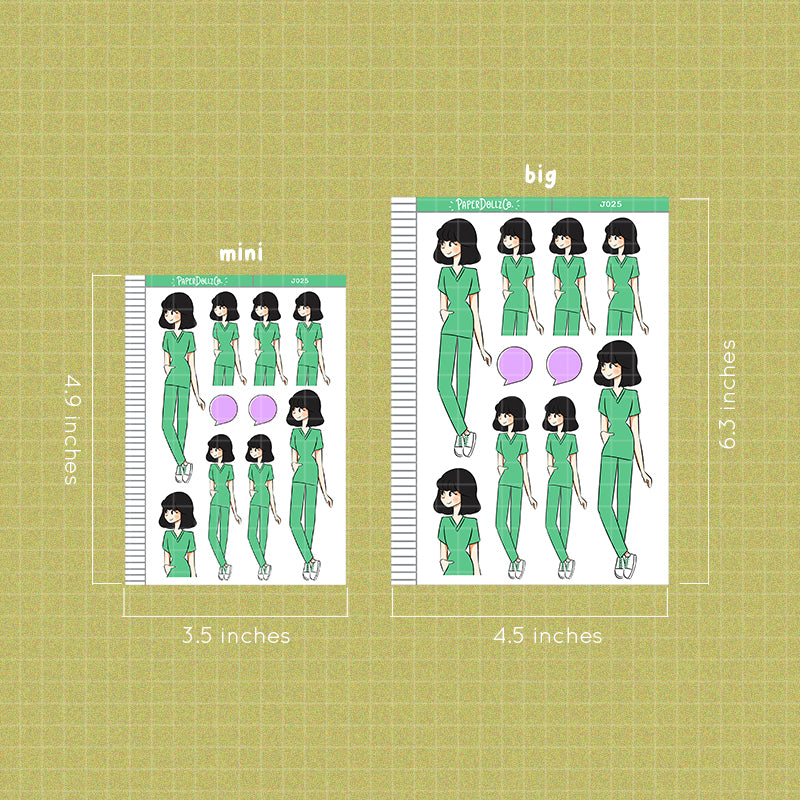PaperDollzCo Scrubs Planner Sticker | J025b