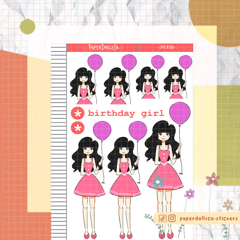 PaperDollzCo Birthday Planner Sticker | J035b