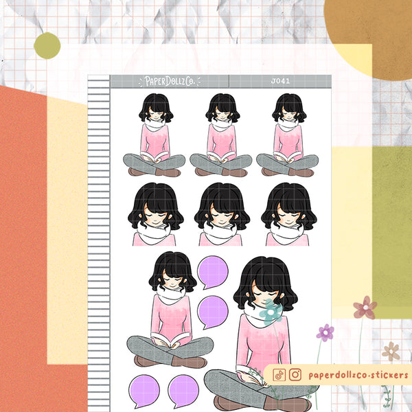 PaperDollzCo Bookworm Planner Sticker | J041a
