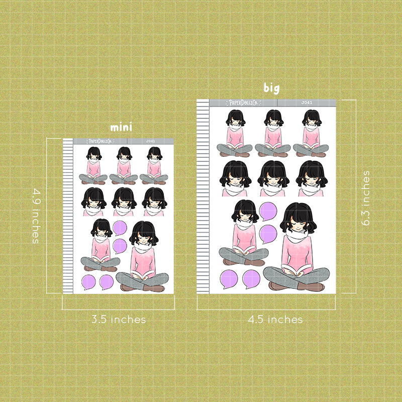 PaperDollzCo Bookworm Planner Sticker | J041a