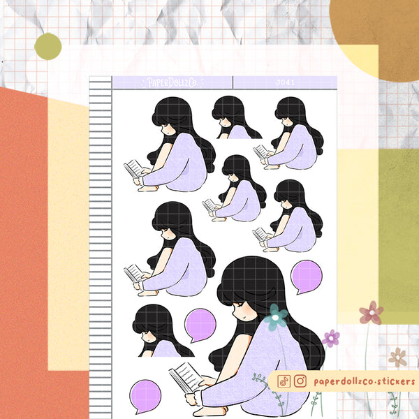 PaperDollzCo Bookworm Planner Sticker | J041b