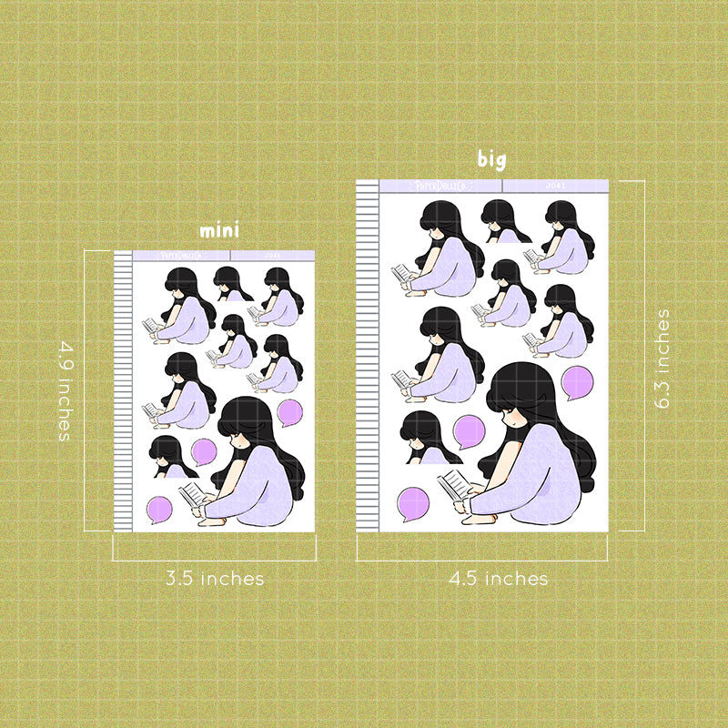 PaperDollzCo Bookworm Planner Sticker | J041b