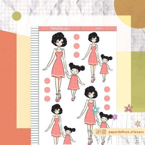 PaperDollzCo Mother and Daughter Planner Sticker | J047b