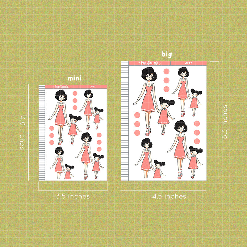 PaperDollzCo Mother and Daughter Planner Sticker | J047b