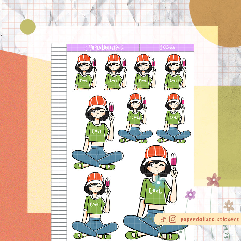 PaperDollzCo Cap and Ice Cream Planner Sticker | J056a