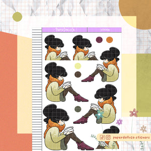 PaperDollzCo Reading Autumn Planner Sticker | J064a