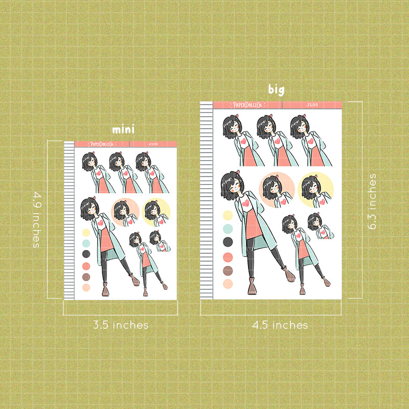 PaperDollzCo Travel Girl Planner Sticker | J100