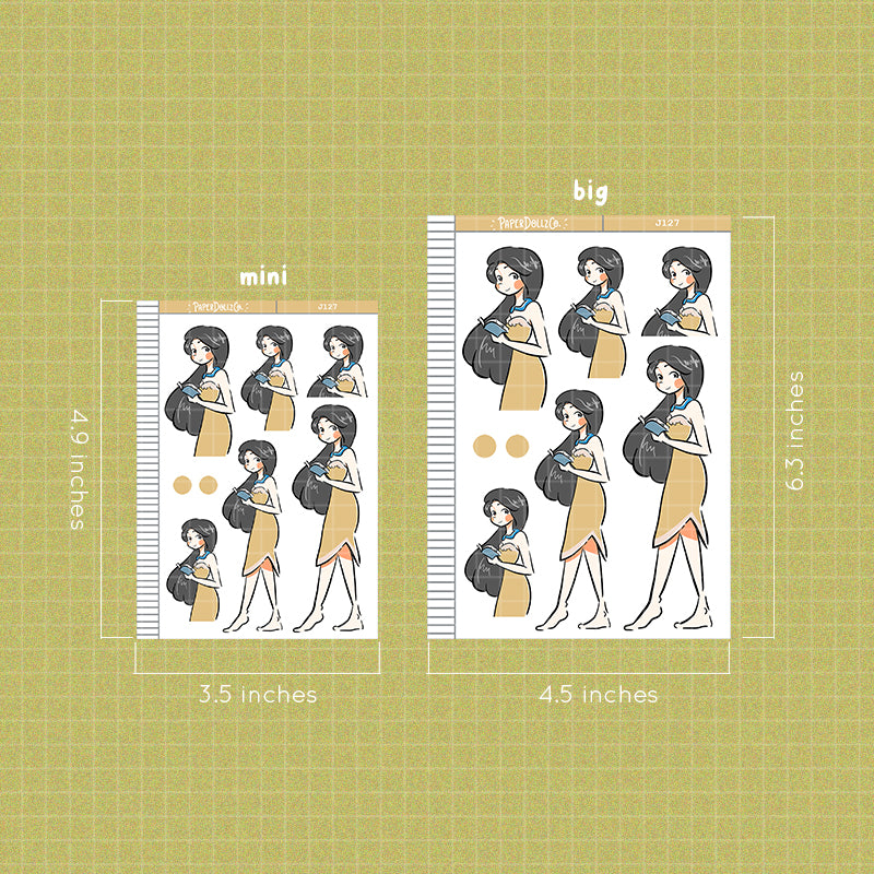 PaperDollzCo Native American Lady Planner Sticker | J127