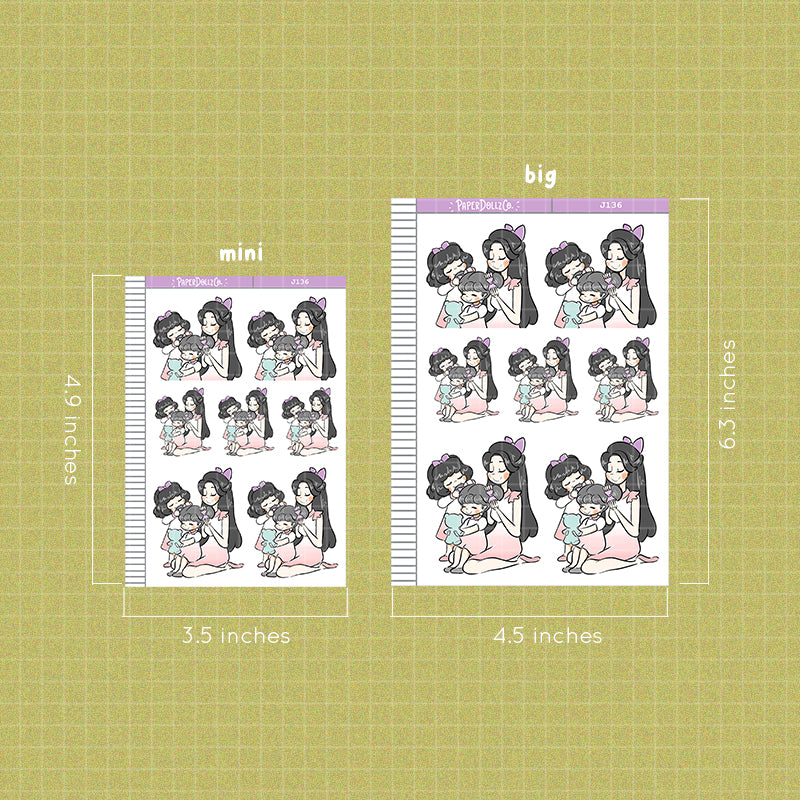 PaperDollzCo Mother and Daughters Planner Sticker | J136