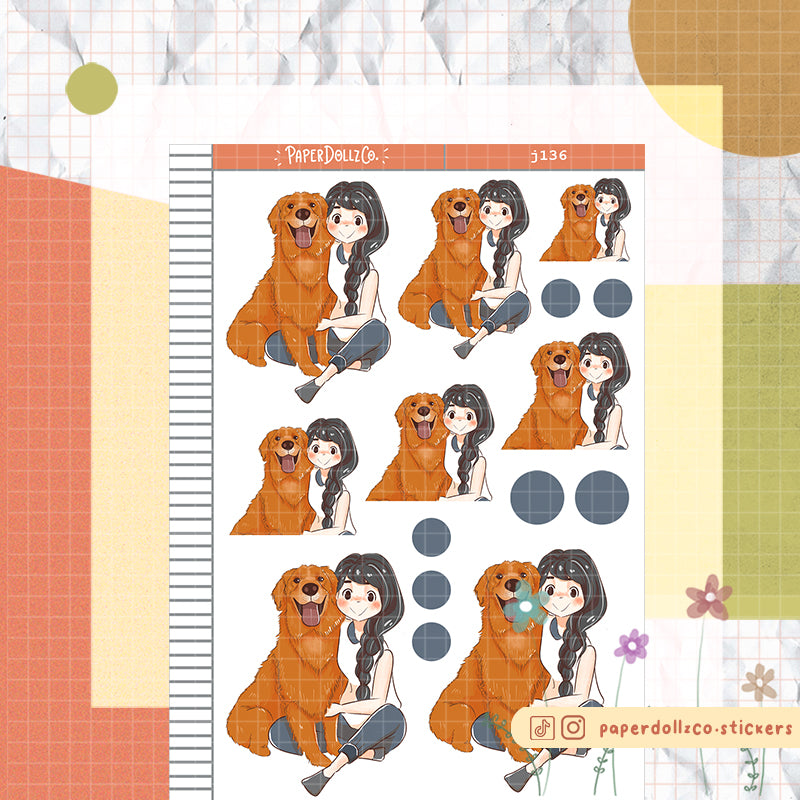 Golden Retriever Fur In Love Paperdollzco Planner Stickers | J316