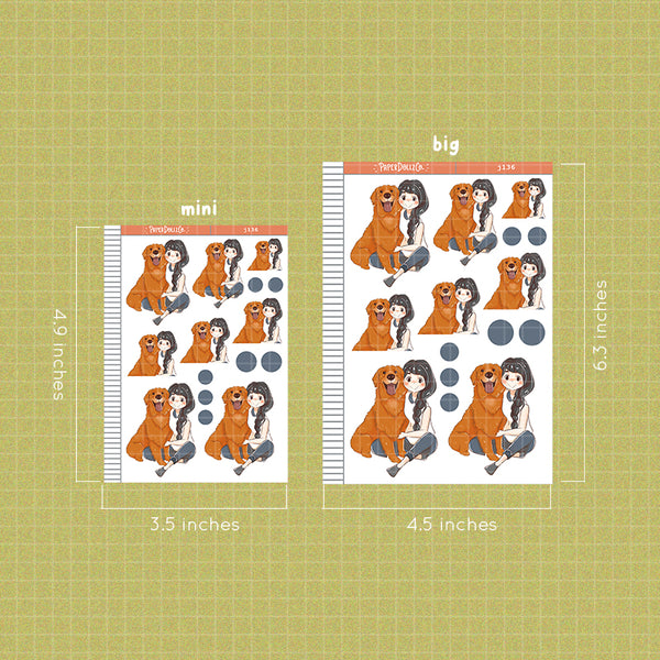 Golden Retriever Fur In Love Paperdollzco Planner Stickers | J316