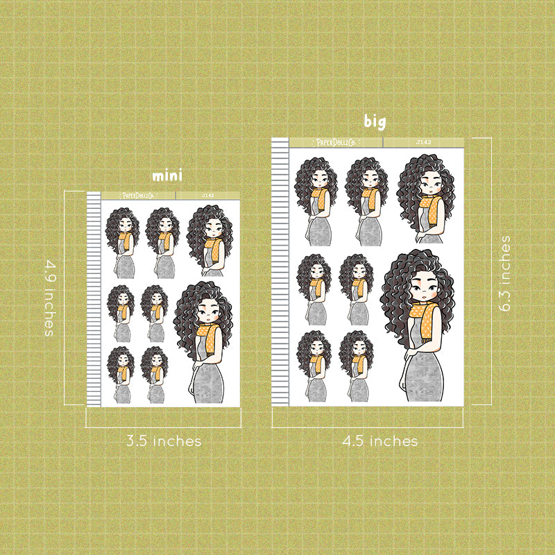 PaperDollzCo Yellow Scarf Planner Sticker | J142