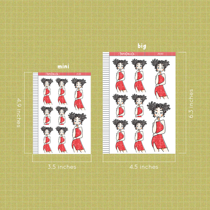 PaperDollzCo Red Dress Planner Sticker | J143