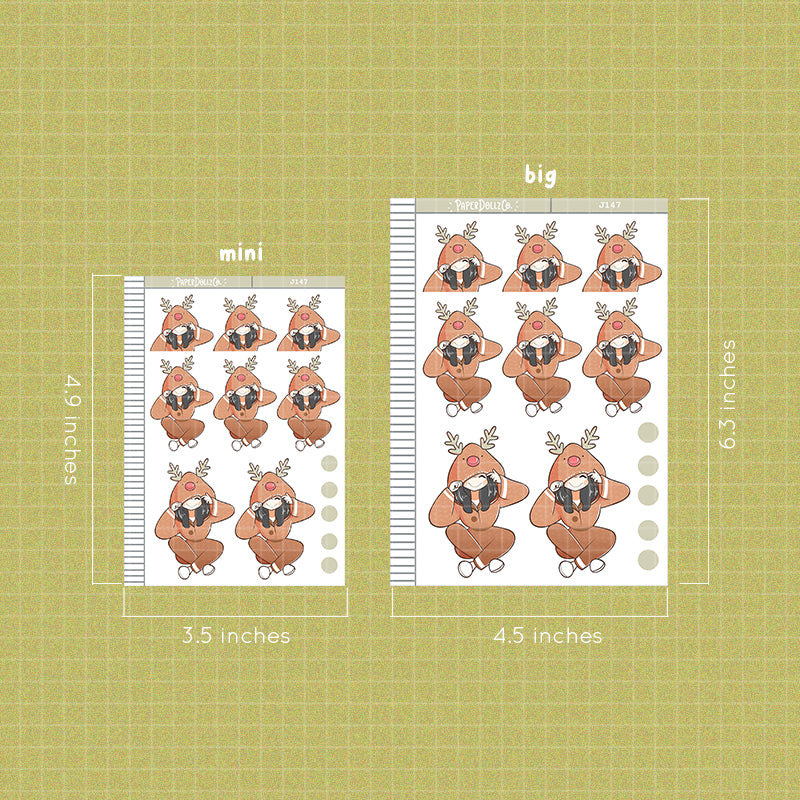 PaperDollzCo Reindeer Onesie Planner Sticker | J147