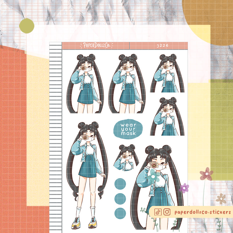 Denim Wear Your Mask PaperDollzCo Planner Sticker | J226