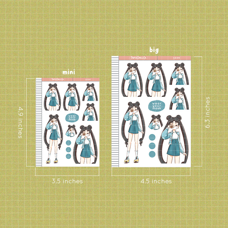 Denim Wear Your Mask PaperDollzCo Planner Sticker | J226