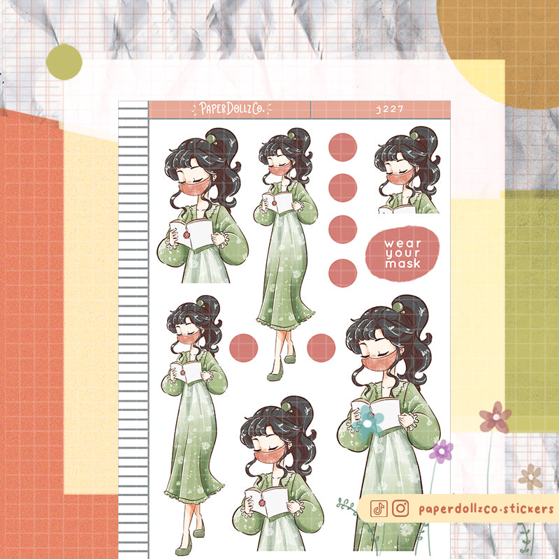 Floral Wear Your Mask PaperdDollzCo Planner Sticker | J227