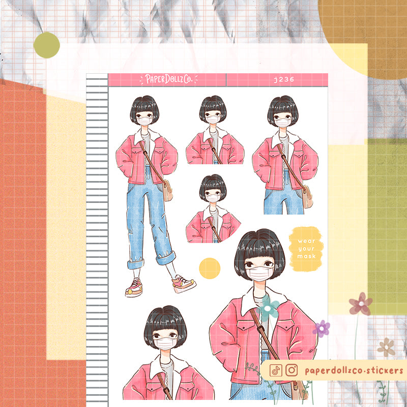 Jungnyeon Wear Your Mask PaperDollzCo Planner Stickers | J236