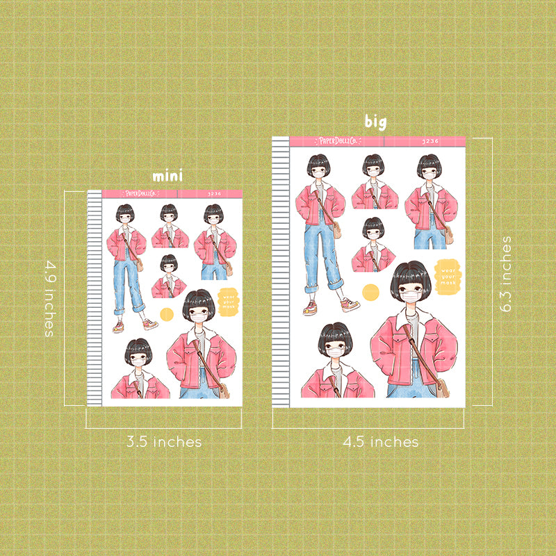 Jungnyeon Wear Your Mask PaperDollzCo Planner Stickers | J236