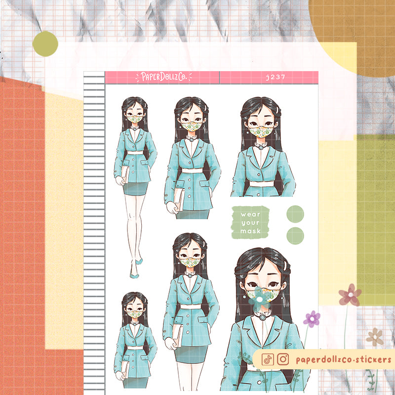 Yeoju-in Wear Your Mask PaperDollzCo Planner Stickers | J237