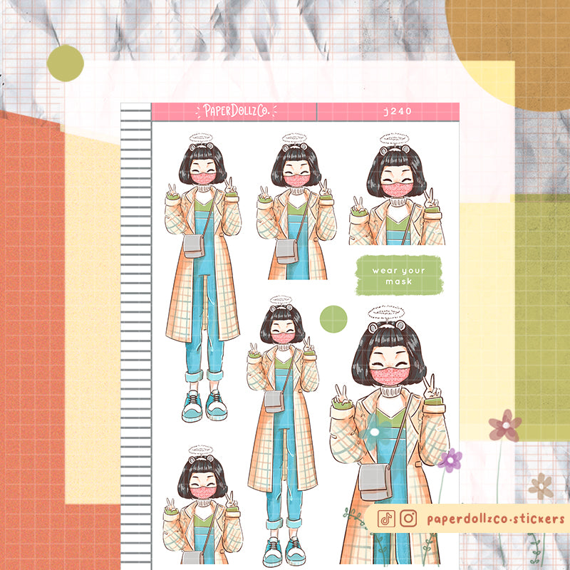 Yeogdo Wear Your Mask PaperDollzCo Planner Stickers | J240