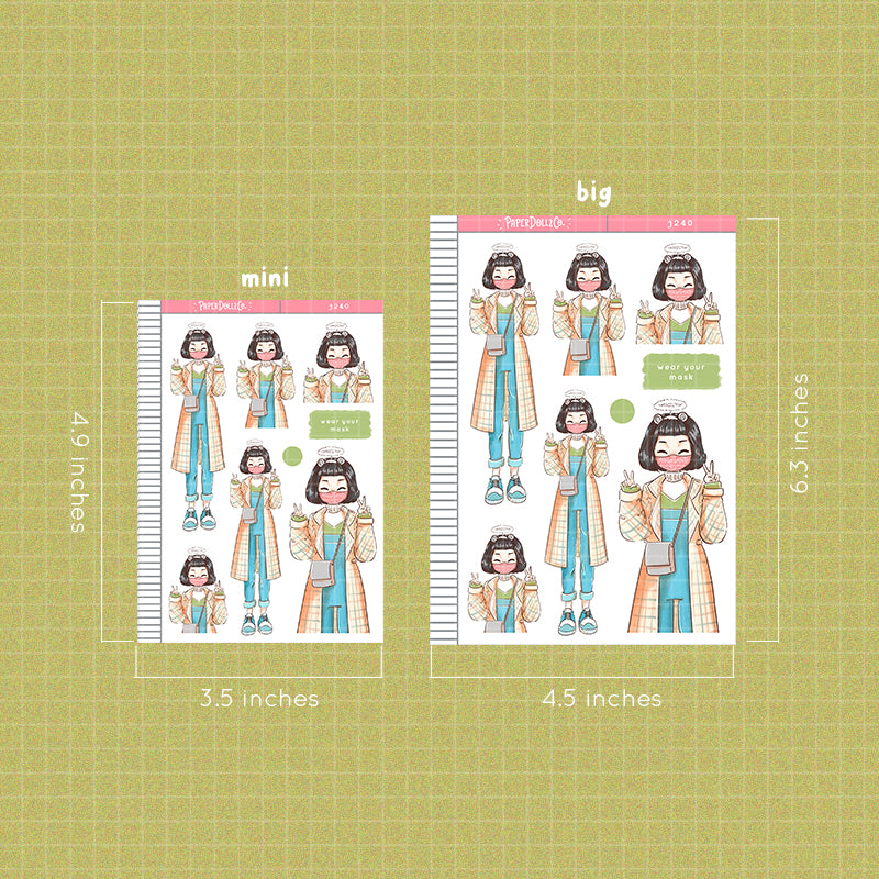 Yeogdo Wear Your Mask PaperDollzCo Planner Stickers | J240