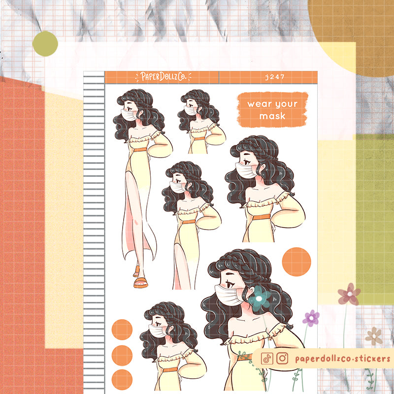 Pineapple Wear Your Mask PaperDollzCo Summer Planner Stickers | J247
