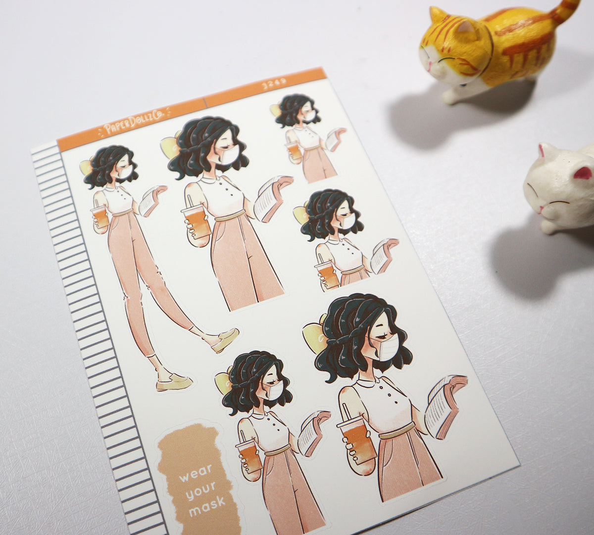 Strawberry Wear Your Mask PaperDollzCo Summer Planner Stickers | J249