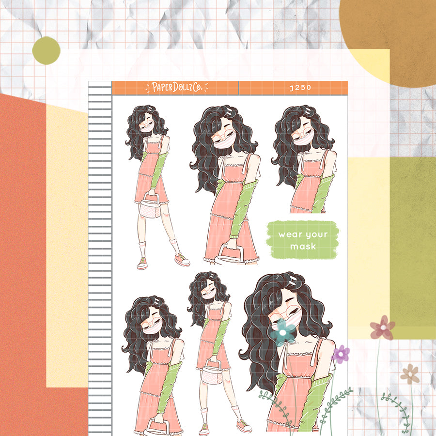 Watermelon Wear Your Mask PaperDollzCo Summer Planner Stickers | J250