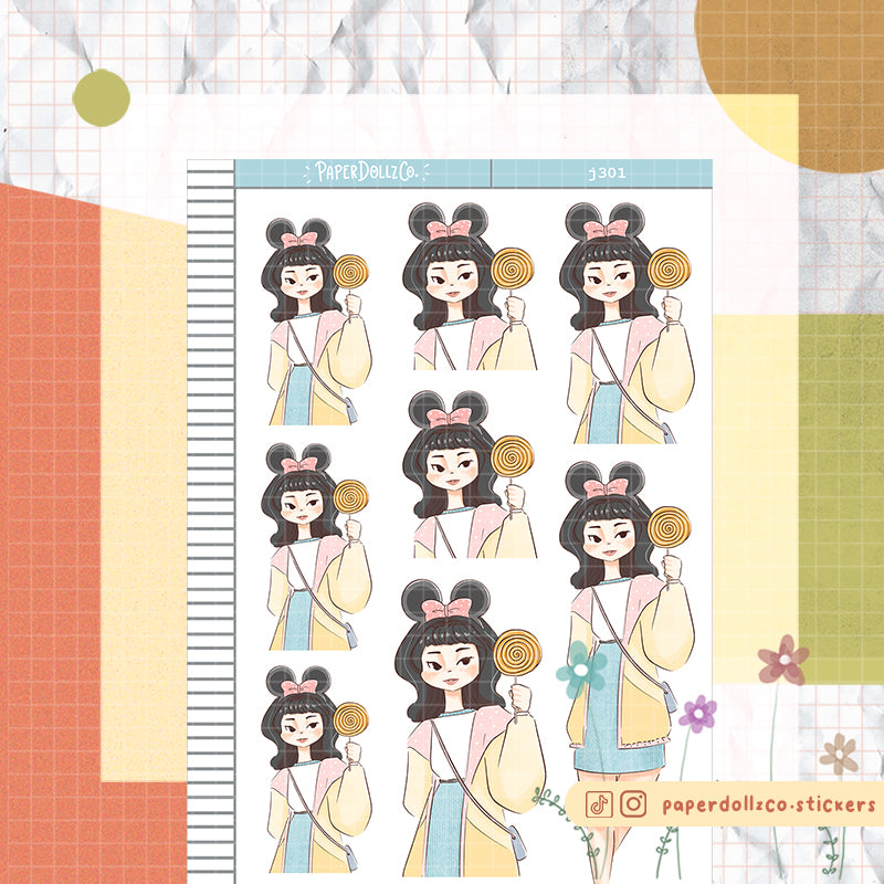 Bump Car My Fair Ladies PaperDollzCo Planner Stickers | J301