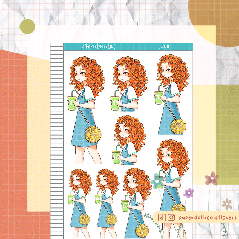 Sun-drenched Summer Princess Paperdollzco Planner Stickers | J308