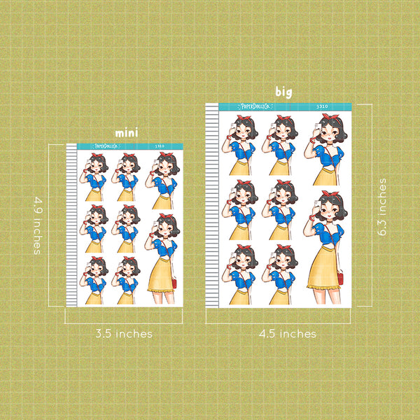 Sun-baked Summer Princess Paperdollzco Planner Stickers | J310
