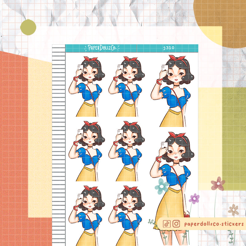 Sun-baked Summer Princess Paperdollzco Planner Stickers | J310