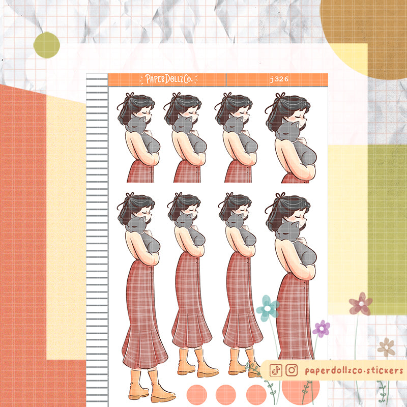 Gray Cat Autumn Purrfection Paperdollzco Planner Stickers | J326