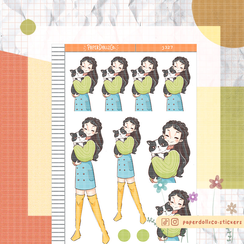Tuxedo Cat Autumn Purrfection Paperdollzco Planner Stickers | J327