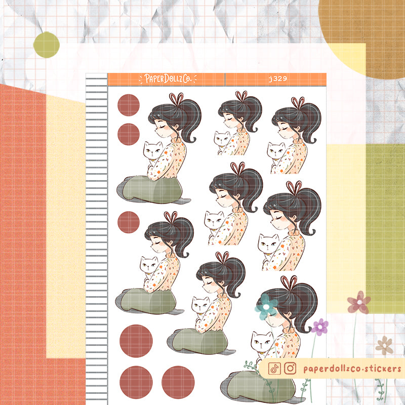 White Cat Autumn Purrfection Paperdollzco Planner Stickers | J329