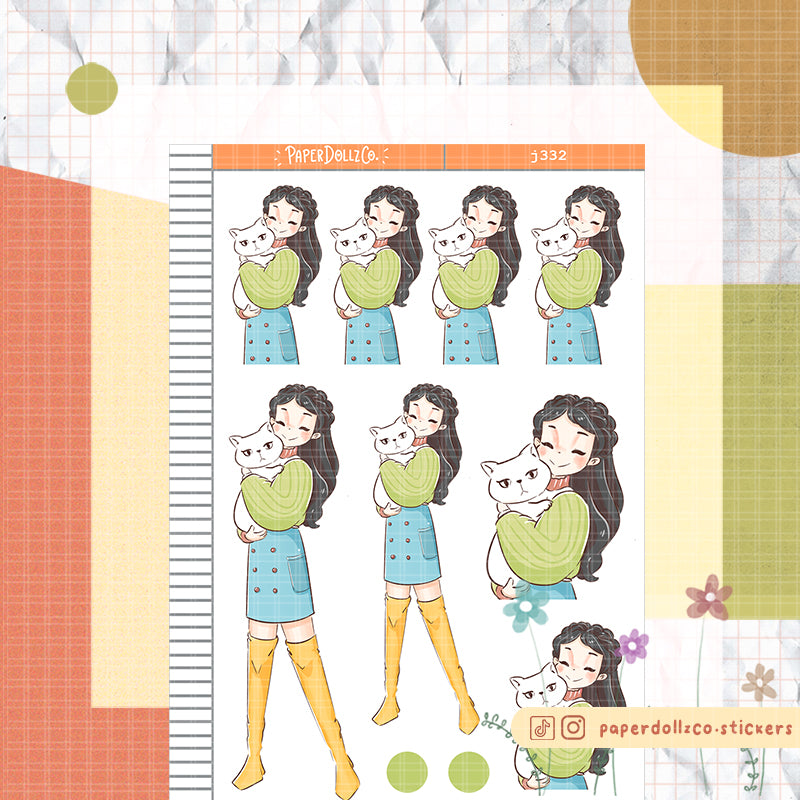 White Cat Autumn Purrfection Paperdollzco Planner Stickers | J332