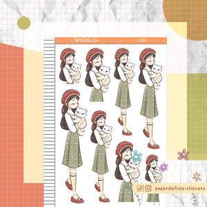 White Cat Autumn Purrfection Paperdollzco Planner Stickers | J333