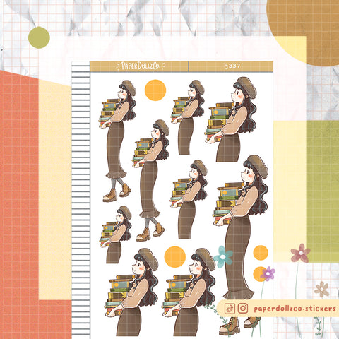 Bookworm Cottage Core Paperdollzco Planner Stickers | J337