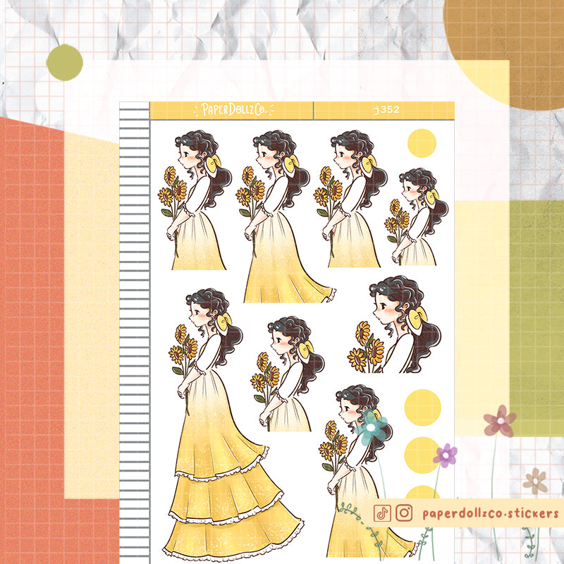 Vintage The Pretty Petal Paperdollzco Planner Stickers | J352