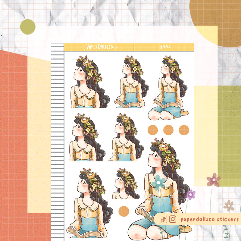 Retro The Pretty Petal Paperdollzco Planner Stickers | J354