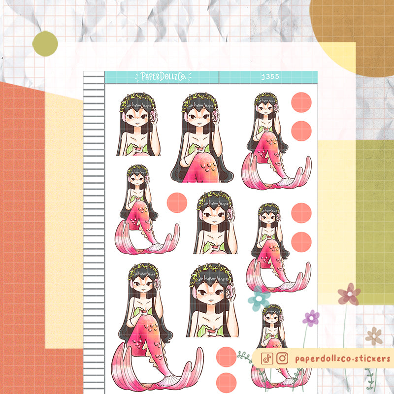 Retro The Modern Mermaids Paperdollzco Planner Stickers | J355