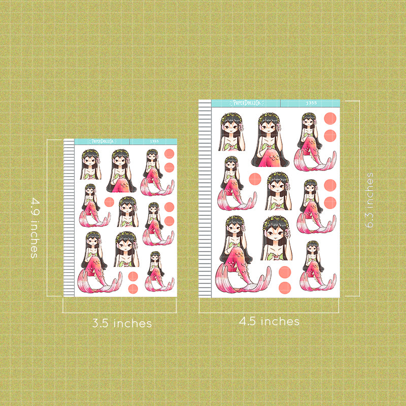 Retro The Modern Mermaids Paperdollzco Planner Stickers | J355