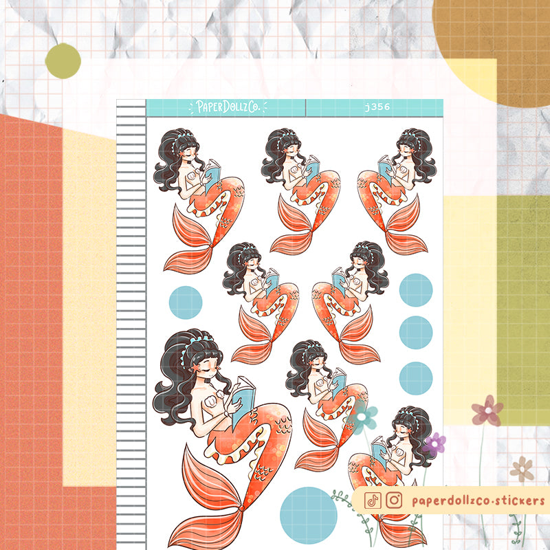 Bookish The Modern Mermaids Paperdollzco Planner Stickers | J356