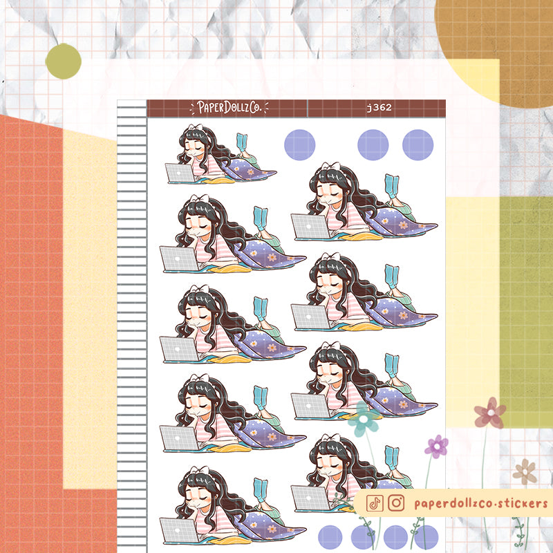 Binge-watch Home Buddy Paperdollzco Planner Stickers | J362